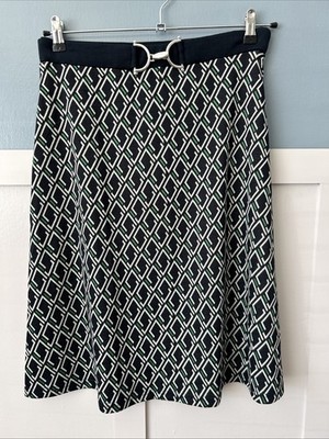 Klass Women's Knitted Skirt Size 10 Navy Geometric Elastic Waist Pull On New Tag