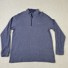 Greg Norman 1/4 Zip Sweater Mens XL Blue Mock Neck Embroidery Pullover