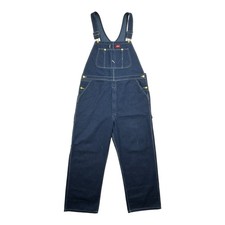 Dickies Men  s Denim Bib Overalls 40x30 Dark Wash Workwear Utility Retro Fit