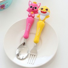 Pinkfong Baby Shark Spoon Fork Set 3D Handle Stainless Steel 304 Made in Korea