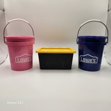 Lowe s Mini Blue & Pink Buckets with lids foo...
