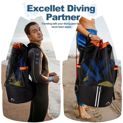 tauchertasche xl Mesh Rucksack für Tauch- und Schnorchelausrüstung & Equ - Bild 7 von 7