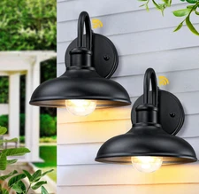 2 Pack Dusk to Dawn Outdoor Wall Lights,Farmhouse Gooseneck Barn Black