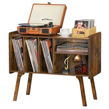 Record Player Stand with 4 Cabinet Holds Up to 220 Albums, Large Turntable St...