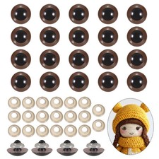 16mm Safety Eyes, 20Pcs Realistic Doll Crocheting Safety Eyes Brown