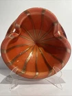 Vintage Murano Alfredo Barbini Orange with Gold  Stripes Art Glass Bowl Ashtray