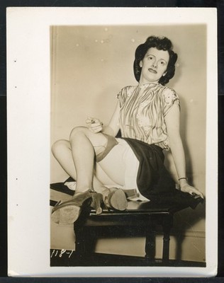 1950s Original 4 x 5 Leg Art Photo Brunette on a Table Upskirt Heels and Hose vv | eBay