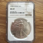 1998 American Silver Eagle Coin - NGC MS69 1 Oz. Silver Round 🔥