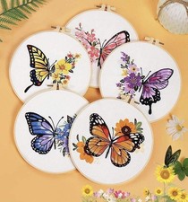 Hobby Art Craft Butterfly Embroidery Kit  Choice of 5 Designs  Includes Hoop