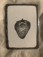 ACEO Strawberry Stippled Original Art Card, 2.5x3.5, Signed By Artist Bly