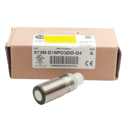 Allen Bradley 873M-D18PO300-D4 Ultrasonic Sensor 300mm Range PNP NO/NC 10-30VDC