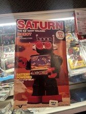 Vintage Battery Operated Saturn Robot With TV Screen  Missile Launcher