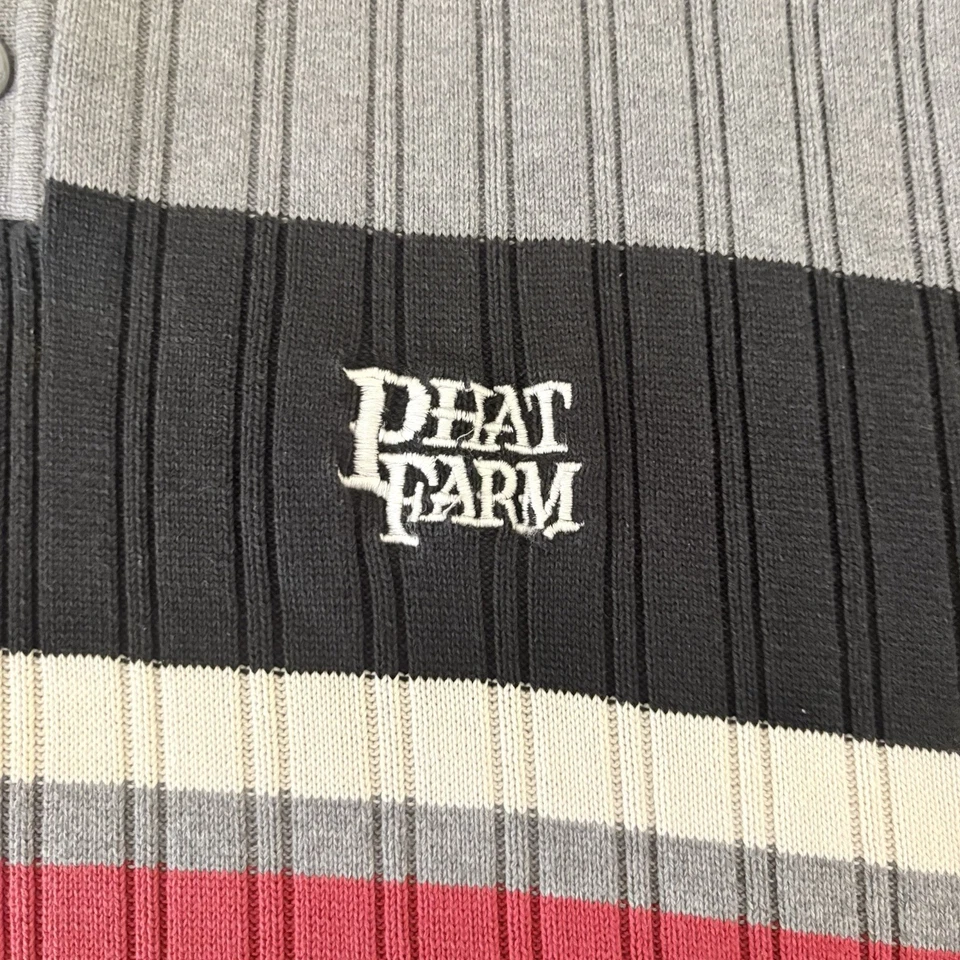 Phat Farm Polo Shirt Mens Size XL Gray Ribbed Striped Vintage Cotton 92 - Image 3 of 4