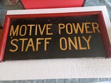 Original LMS Railway Wood Sign- Motive Power Staff Only-Vintage MPD Shed Notice