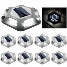 8pcs Outdoor Solar Deck Lights LED Dock Landscape Light Safety Driveway Pathway