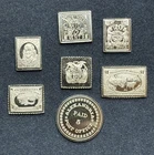 7 Sterling Silver Franklin Mint World Stamps – United States Issues ~7g Total