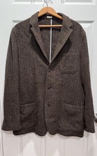 J Crew Ludlow Blazer Large Brown Wool Herringbone Sport Coat Yorkshire Tweed