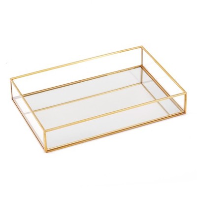 Gold Mirror Decorative Tray Jewelry Perfume Organizer Vanity Tray, Dresser Tr...