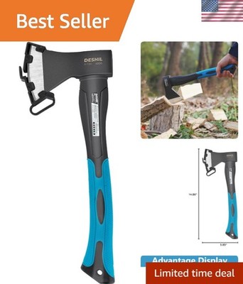 Chopping Axe, 15 Outdoor Hatchet Forged Carbon Steel Heat Treated Hand Maul T...