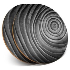 2 x Coasters bw - Tree Trunk Wood Section Rings  #37763