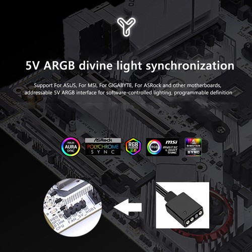M.2 Nvme Heat Sink 5V 3PIN ARGB SSD Cooler AURA Sync for M.2 2280 (White) - Bild 6 von 7