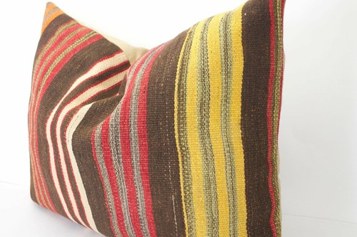 Decorative Handmade Turkish Kilim Floor Pillow Cover 22x28 Kilim Floor Cushion - Picture 4 of 10
