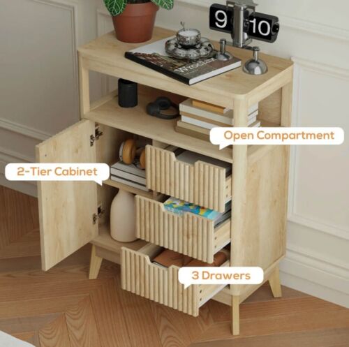 Small Sideboard Storage Cabinet Hallway Kitchen Side Unit Cupboard 3 Drawers - Picture 3 of 6