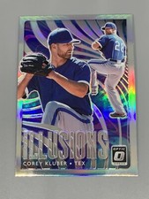 Corey Kluber 2020 Panini Donruss Optic Illusions Holo Prizm OI-9 Texas Rangers
