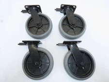 QTY 4 8" Inch Rubber Caster Wheels Swivel Lock Trolley Tool Cart Durable 860lb
