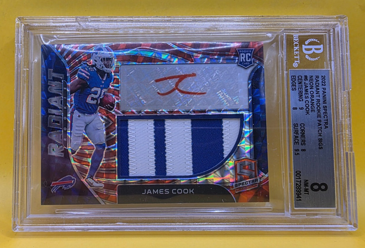 James Cook Panini Spectra Radiant Rookie Patch Signatures #RADJCO Neon Orange