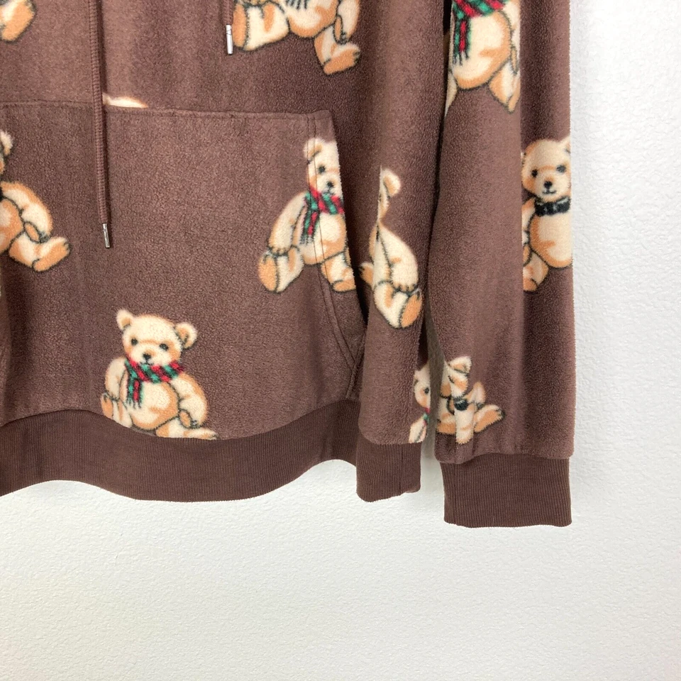 Женская флисовая толстовка с капюшоном Forever 21 Teddy Bear размер L коричневая негабаритная мягкая уютная - Изображение 2 из 4