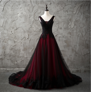 red black ball gown