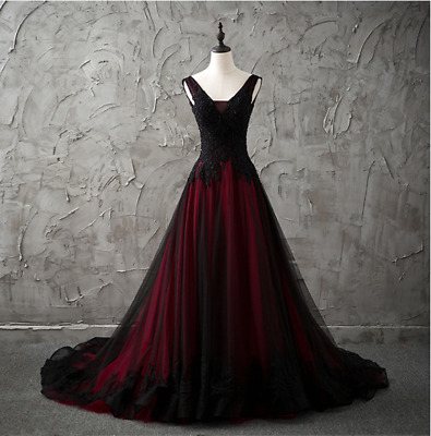 maroon and black wedding dress