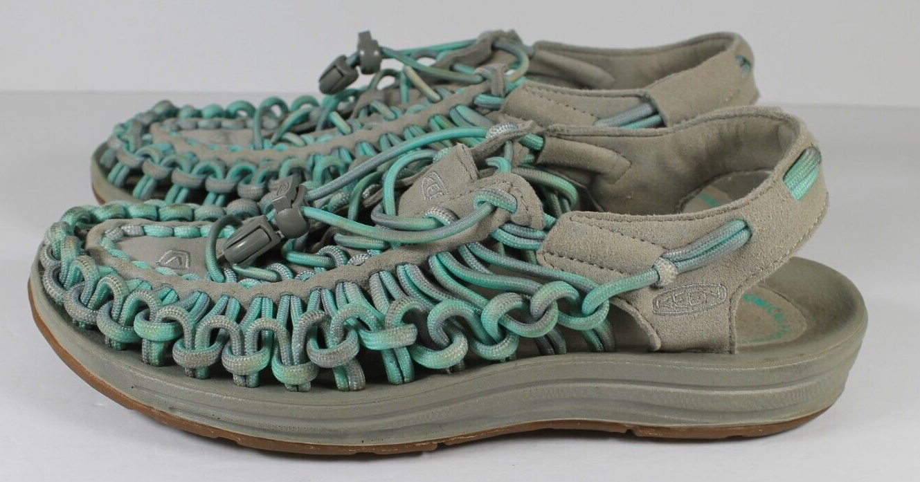 Sandali slip on Keen donna Uneek grigio e verde acqua corda rotonda casual taglia 6 5