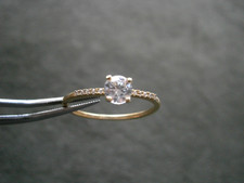 Crystal Solitaire Vtg Vermeil gold over Sterling Silver Ring Size: 7.5 1.2g