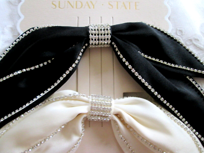 SUNDAY STATE TWO PAIR BLACK & IVORY EMBELLISHED RHINESTONE  display picture 1