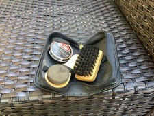 Vintage Shoe Polisher Travel Kit 6  Long By 2 1/4  Wide By 2 3/4  Tall