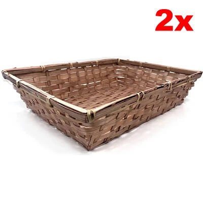 TNP 2 x Wicker Basket Hamper Bamboo Gift Basket Box Christmas Display Storage Basket
