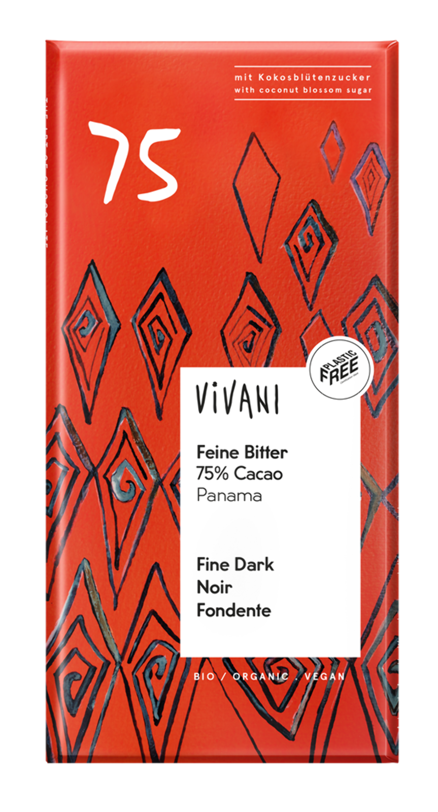 Vivani Fine Dark 75% Panama 80g x Pack of 10