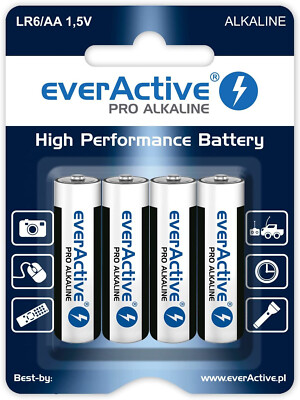 10x everActive PRO ALKALINE LR6 AA 1,5V Batterie 4er Packung