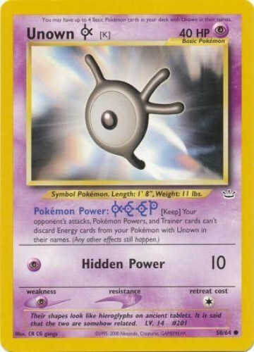Pokemon Card - Neo Revelation 58/64 - UNOWN [K] (common) - NM