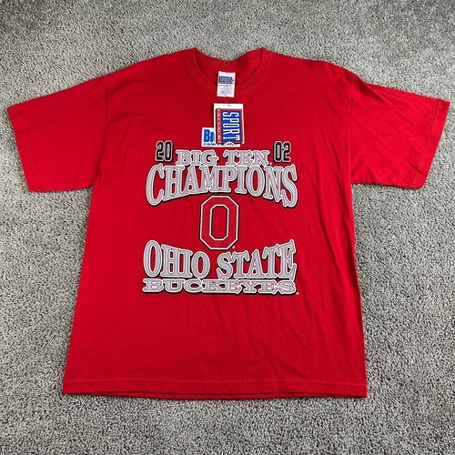 Neu mit Etikett Vintage Ohio State Buckeyes Herrenhemd Extra Large rot 2002 Big Ten Champions