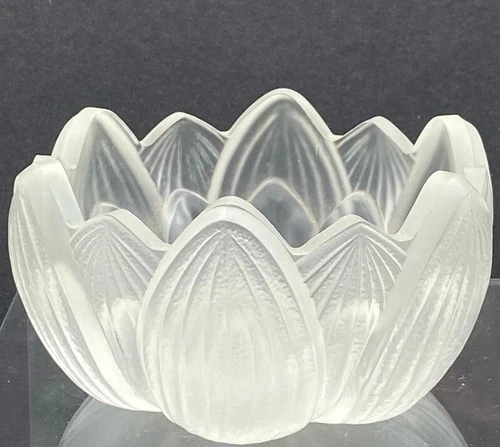 VTG Fenton Glass Lotus Trinket Dish Frosted Satin Votive Glam Vanity Cottagecore