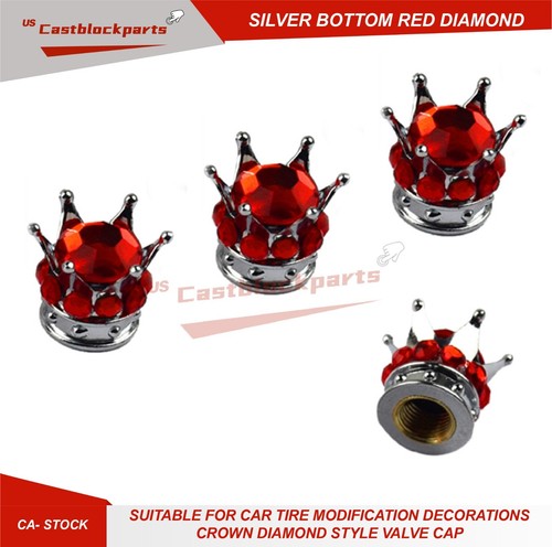 4x Crown Shape Valve Stem Caps Cap Air Tire Wheel Cover King Car/Truck - Picture 7 of 7