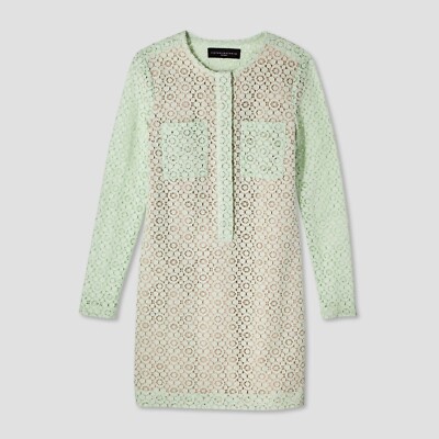 Victoria Beckham Lace Mint Green Long Sleeves Lined Cocktail Dress Size XS  | eBay