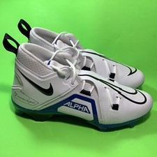 NIKE ALPHA MENACE Men’s Football Cleats Size 15 White w/Blue, Black NEW