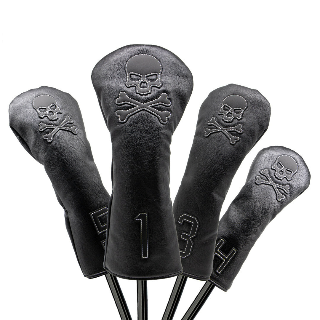 Wood Head Cover Driver 3/ 5 Fairway Wood Cover Hybrid Headcover Skull