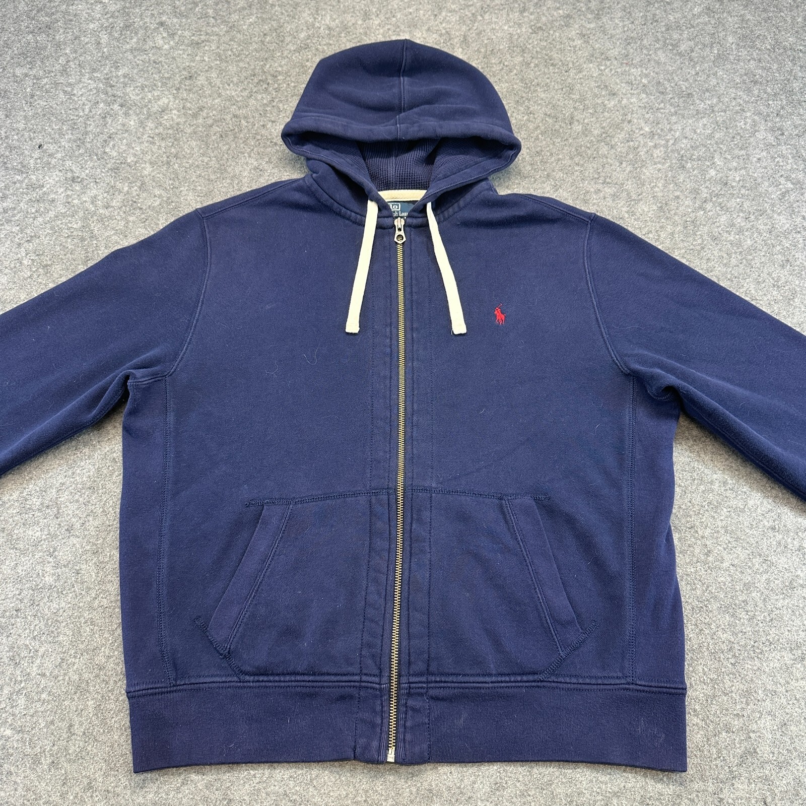 Polo Ralph Lauren felpa con cappuccio uomo XL blu full zip felpa termica pony cotone