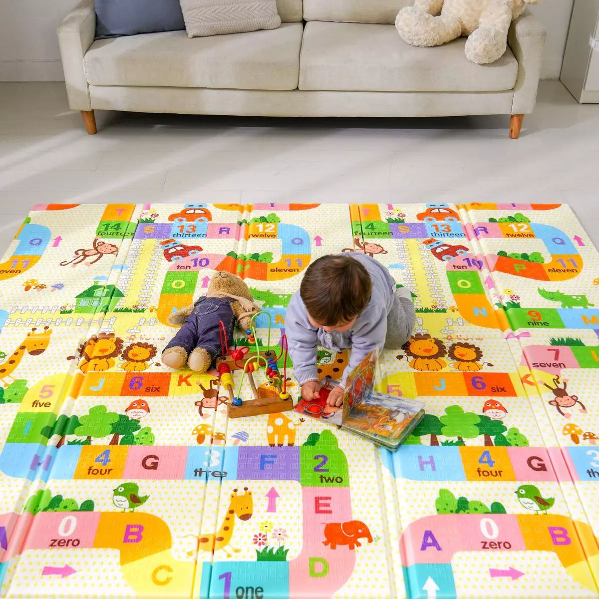 Bammax Play Mat, Folding Mat Baby Crawling Mat Kids Playmat Waterproof Non Toxic for Babies, Infants, Toddlers, 70 x 77.5 x