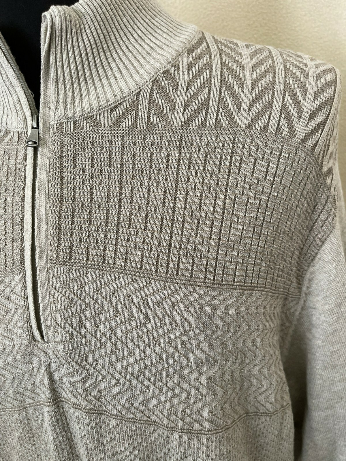 Alan Flusser Tan Patterned Knit Pullover Sweater,… - image 4